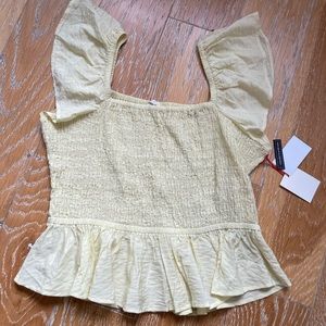 NWT Yellow Smocked Ruffle Sleeve Tank